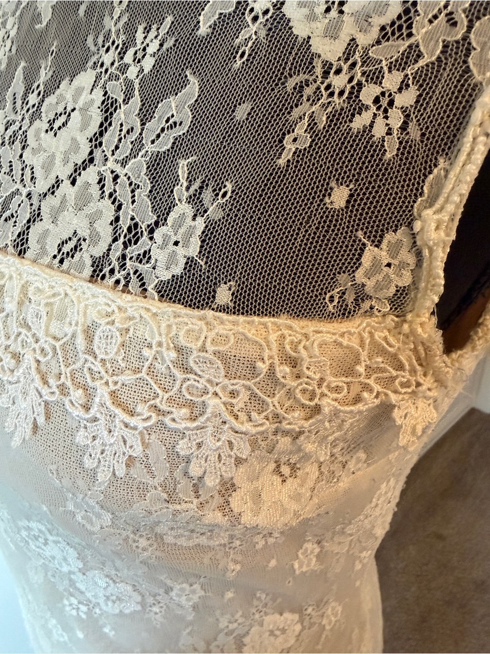 Jessica McClintock Cream Lace Mini Dress - Picture 2 of 3